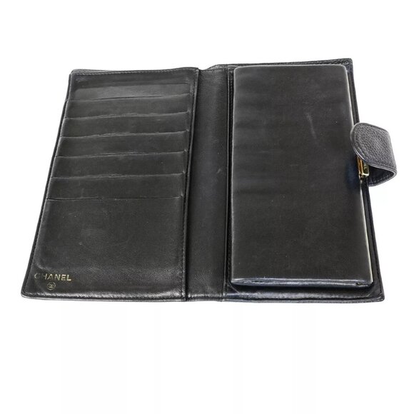 CHANEL CC Logo Long Bifold Wallet Purse Grained Calfskin Leather Black - Picture 9 of 15